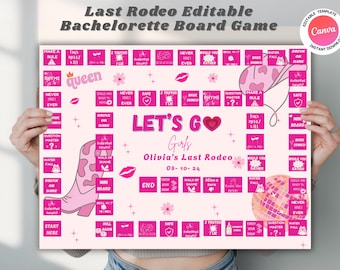 Último Rodeo Juego de despedida de soltera Juego de beber Juegos de despedida de soltera Juego de mesa editable e imprimible Despedida de soltera en Nashville Disco Vaquera