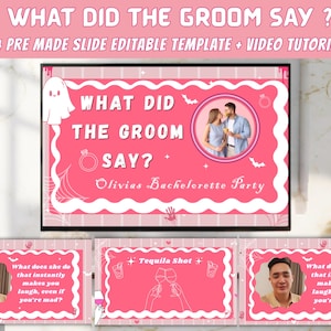Bachelorette Party Trivia Game: What Did the Groom Say? (Editable Canva Template Digital Download)