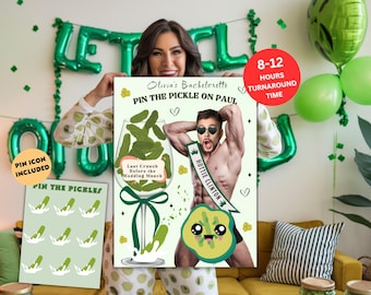 Bride bachelorette Party Game decor Pickle themed Template Last Pickle Bach Bash personalized decor groom face Decor Pin the pickle
