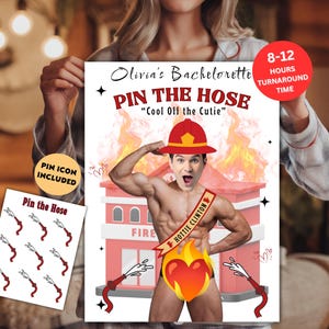 Pin the Hose Bachelorette Game Funny Groom Face Bachelorette Pin the hose on the hunk Game Pin the Tail games Bachelorette poster Printable