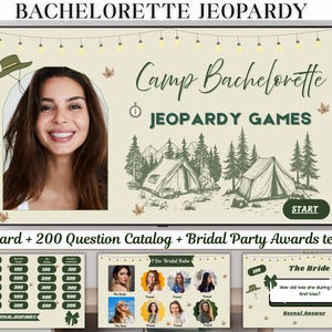 Camp Bachelorette Jeopardy Game: Lake Weekend Party Trivia (PowerPoint Template)