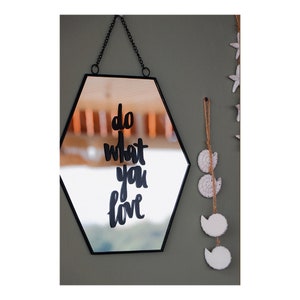 Saying to start the day on a geometric mirror as a digital download for your home or as a gift