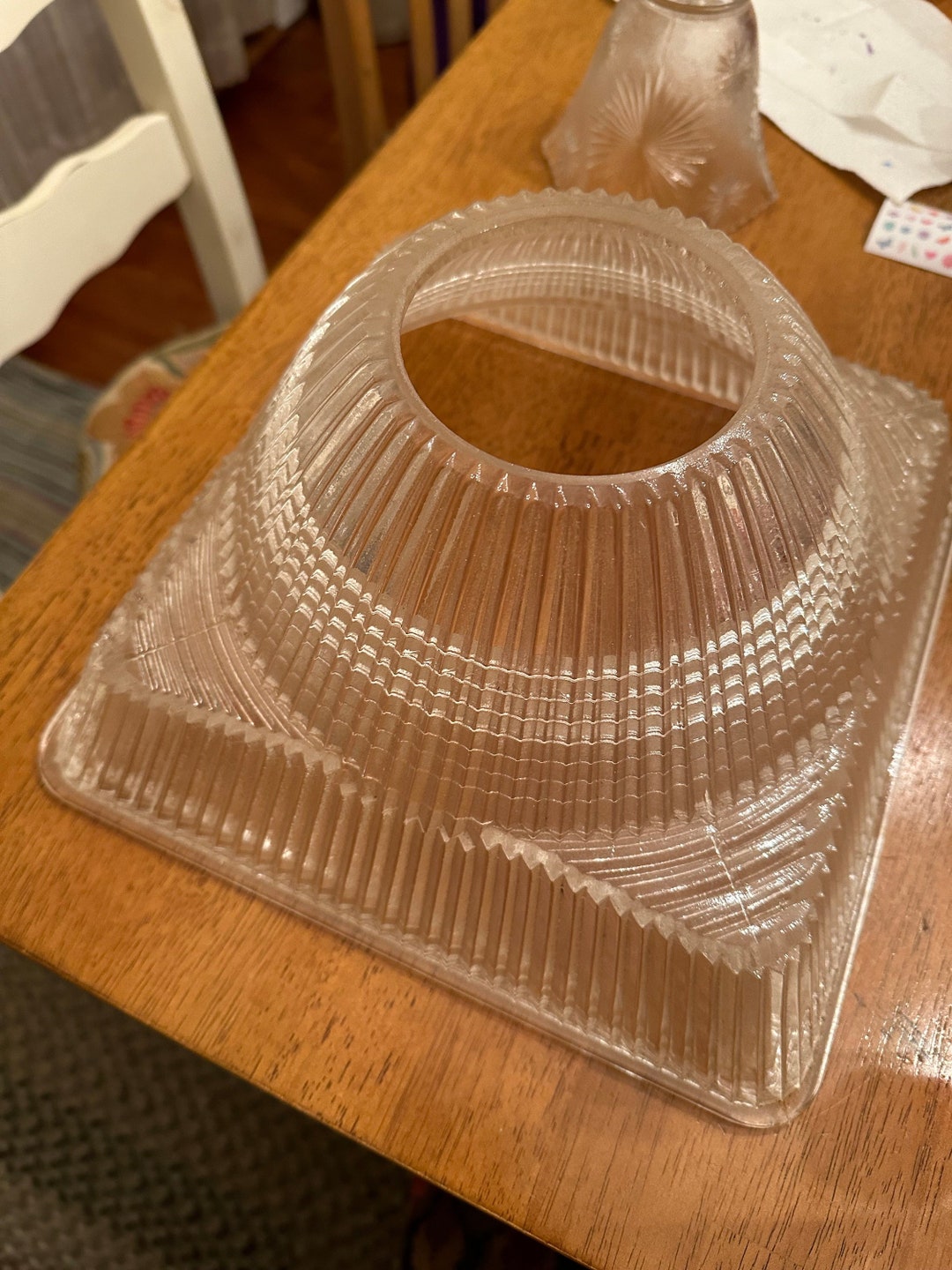 Square Ribbed Glass Antique Holophane Square Rimless Ribbed Glass Shade - Etsy