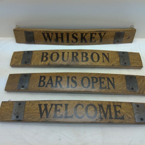 Whiskey Barrel Stave Wall Signs