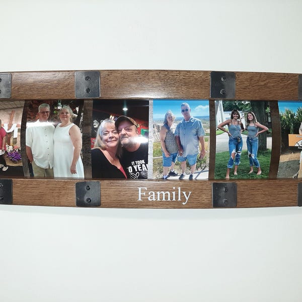 Whiskey Barrel Stave Wall Photo Frame With Easy Picture Replacement