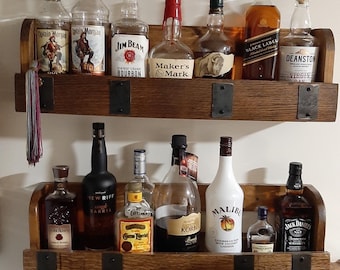 Whiskey Barrel Stave Wall Shelf