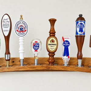 Whiskey Barrel Stave 8 Beer Tap Handle Display