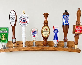 Whiskey Barrel Stave 8 Beer Tap Handle Display