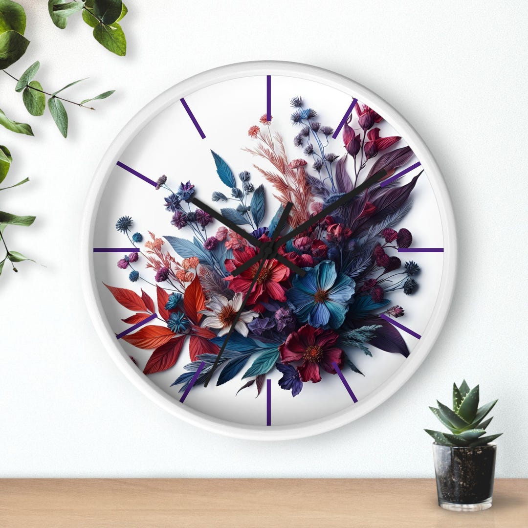 Wall Clock Unique,flower Wall Clock,10 Inch Wall Clock,host Gift,wall ...