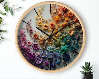 Horloge murale à fleurs, Horloge à fleurs séchées, Horloge à fleurs, Horloge à fleurs pressées, Idée cadeau, Horloge à fleurs séchées, Horloge à fleurs, Jolie horloge à fleurs