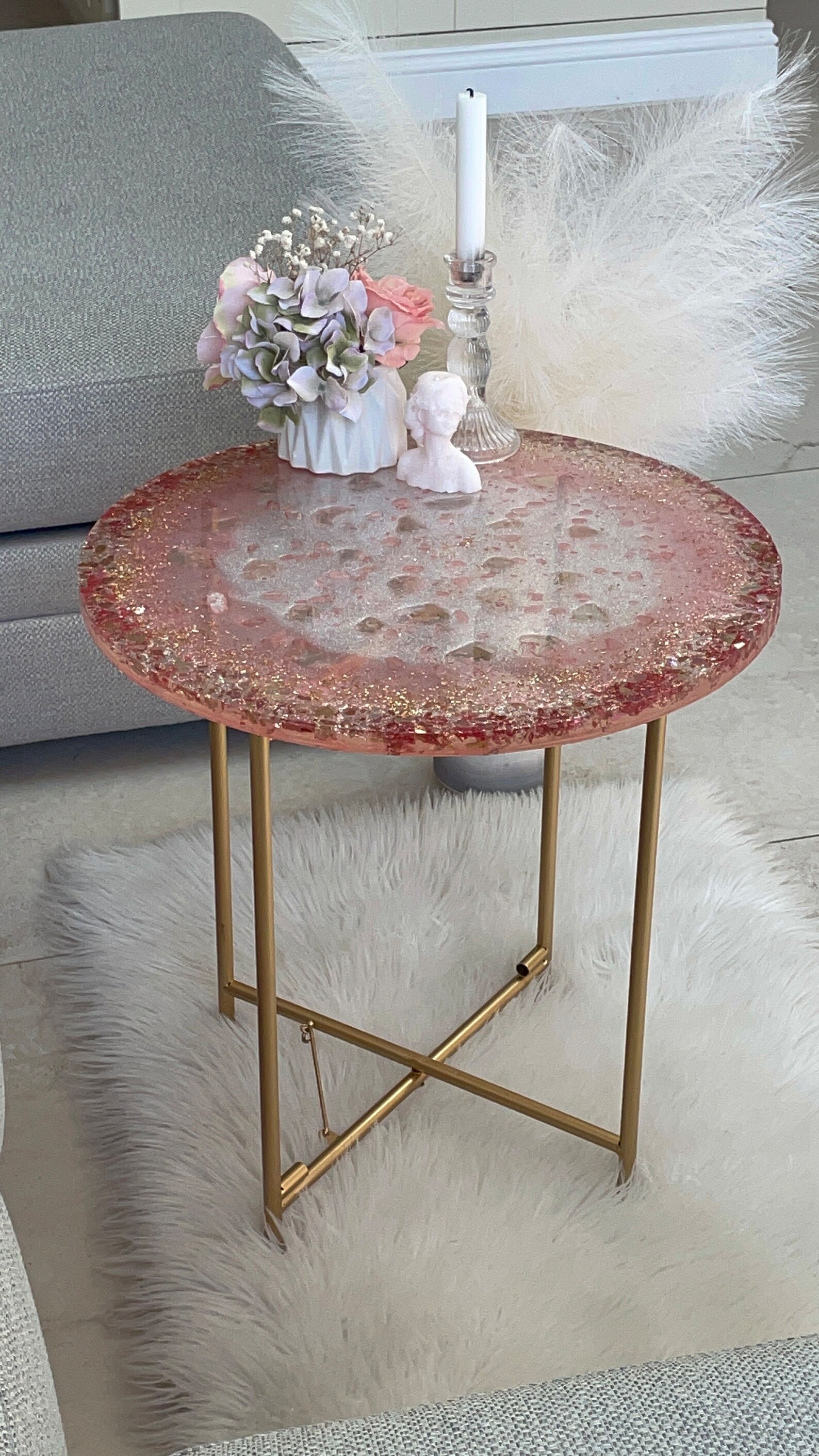 Rose Quartz Coffee Table Lux Table Premium Quartz Resin Table Etsy