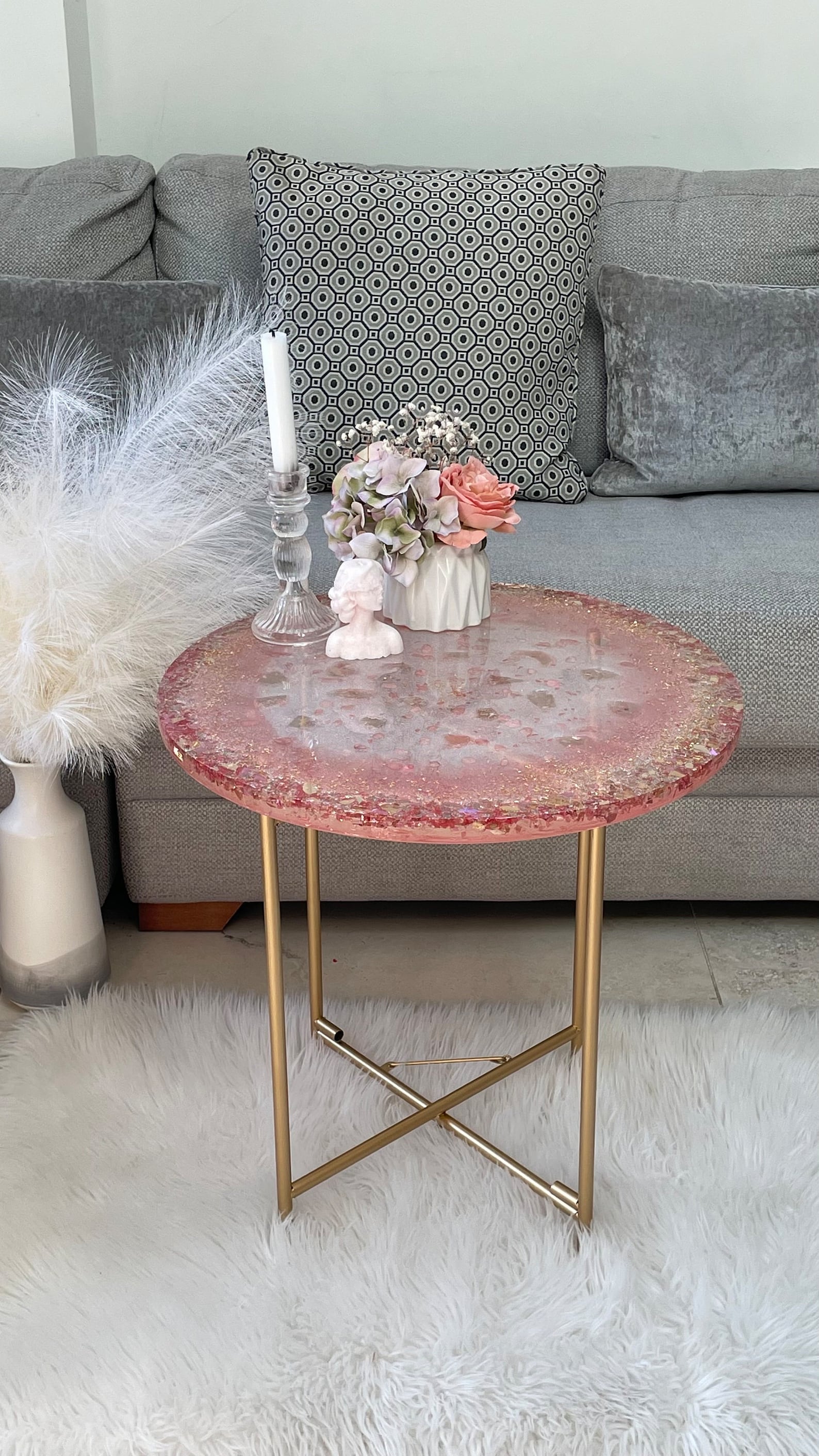 Rose Quartz Coffee Table | Lux Table | Premium Quartz Resin Table - Etsy