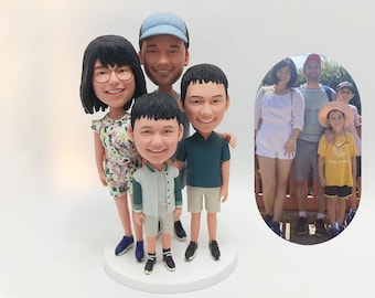 Custom bobblehead doll according to family photo,custom father and son doll,personalized custom family statue doll gift,family memorial gift