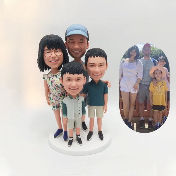 Custom bobblehead doll according to family photo,custom father and son doll,personalized custom family statue doll gift,family memorial gift