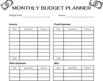 Printable Simple Monthly Budget Planner - Etsy