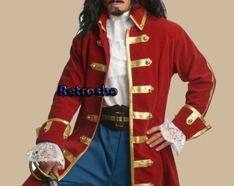 New Men's Deluxe Pirate Jacket with Pockets Costume,Mens pirate coat