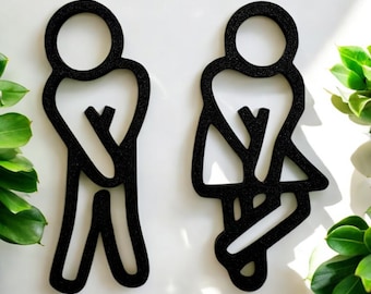 WC Türschild Damen/Herren – Witziges selbstklebendes Toilettenschild für Gäste-WC, Badezimmer Deko, ohne Bohren