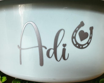 Personalisierte Namensaufkleber für Futterschüsseln • Hunde • Pferde • Individuell aus Hochwertiger Klebefolie • Schalen & Tonnen Sticker