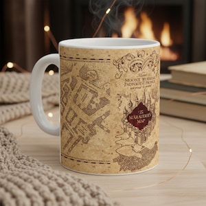Magic Map Heat Changing Coffee Mug, Wizarding World Gift, Fantasy Reveal Mug