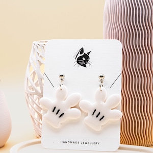 Mickey Mouse Hand White Glove Earrings Disney Character Inspired Merchandise Gift for Disney Lover Attire for Disneyworld Disneyland Outfit