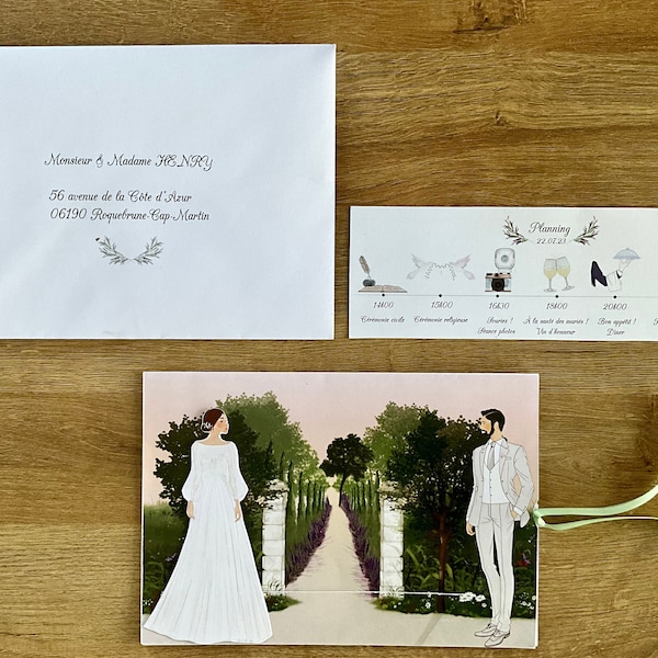 Hochzeitseinladung, Hochzeitskarte, Schiebekarte, Eventkarte, Schiebehochzeitseinladung, Personalisierung, handgefertigt, Einladungskarte