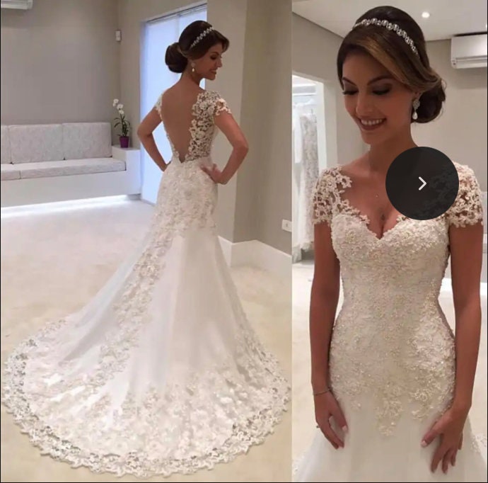 Mermaid wedding dress on short girl shop