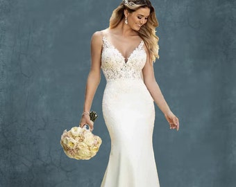 Exquisite Satin Sleeveless Mermaid Bridal Dress