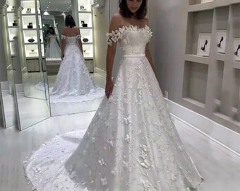 Off the Shoulder A-Line Wedding Gown