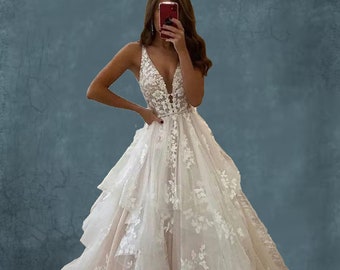 2024 Version Beautiful Boho A-Line Bridal Gown!