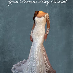 Elegant Long Sleeve Lace & Tulle Mermaid Wedding Gown