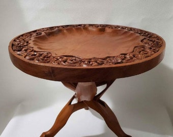 Vintage Hand Carved Teakwood Table