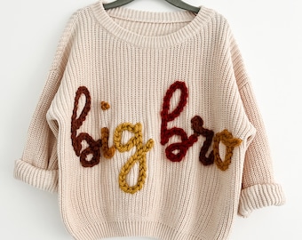 Personalised baby name jumper |  Hand Embroidered chunky knit sweater | Newborn, Baby, Toddler gift | Baby Announcement | Girl, Boy, Unisex