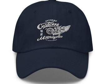 Motorcycle Dad Hat-Motorbike Logo Racing Cap-Cafe Race Motorsport Baseball Cap-Yupoong Flexfit Dad Cap