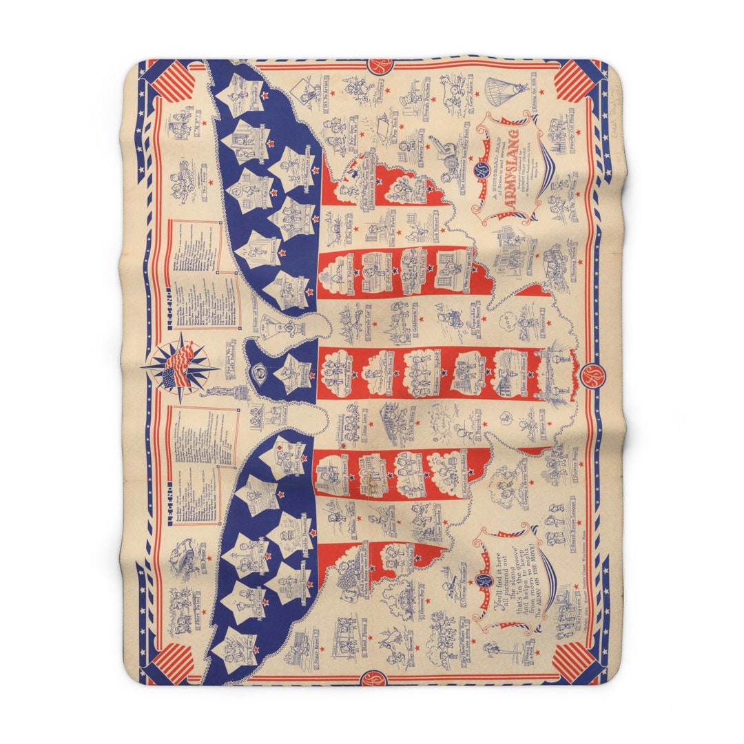 1943 Map Blanket of army Slang Sherpa Fleece Etsy