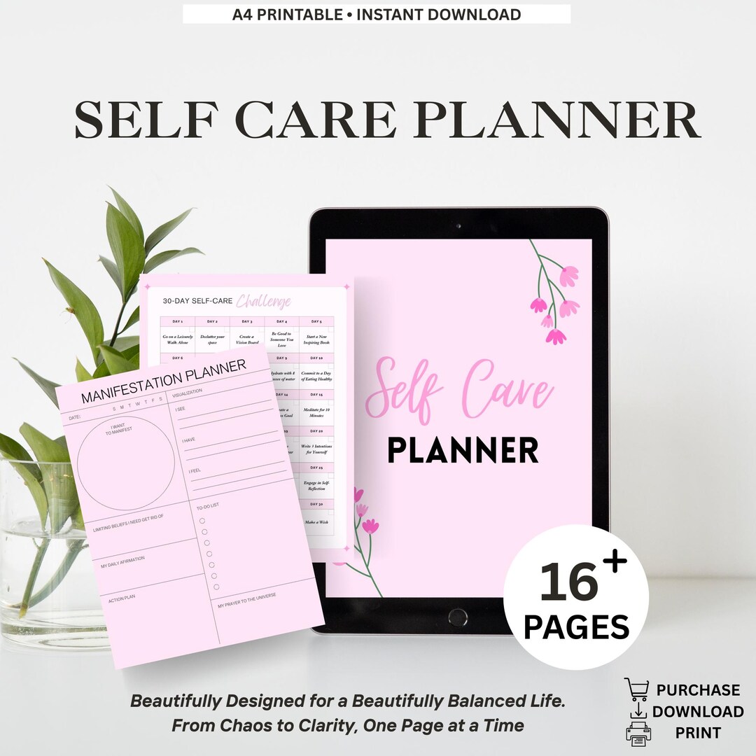 Self-care Digital Planner | Printable Wellness Journal PDF | Mental ...