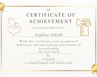 Breastfeeding/Pumping/Expressing/EP Achievement Certificate - Celebrate Your Feeding Journey!