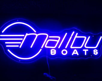 Malibu Boats - Blue Neon LED Wall Mounted Light 31" x 12"