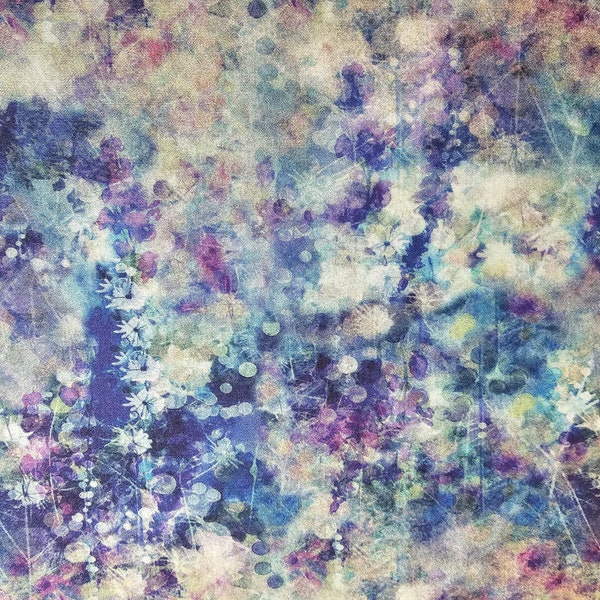 All-over Print in Blues, Purple, and Beige "Blueberry" Fabric 1 Yard