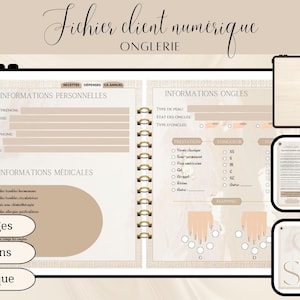 Puede incluir: Un libro de registro de clientes digital para salones de manicura. El libro tiene secciones para información del cliente, información médica, información sobre las uñas y un registro de clientes. El libro tiene 1168 páginas e incluye hipervínculos.