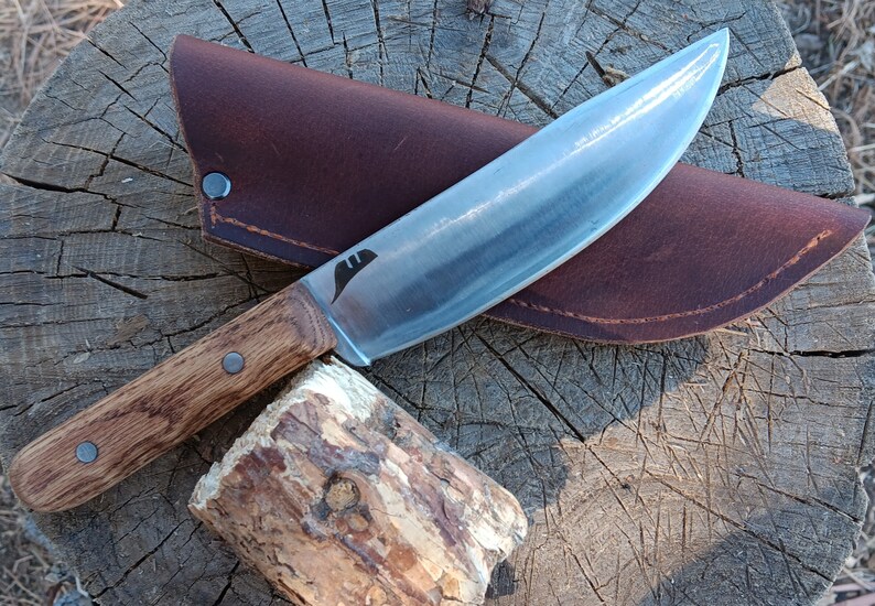 Camp Knife With Leather Sheath Etsy