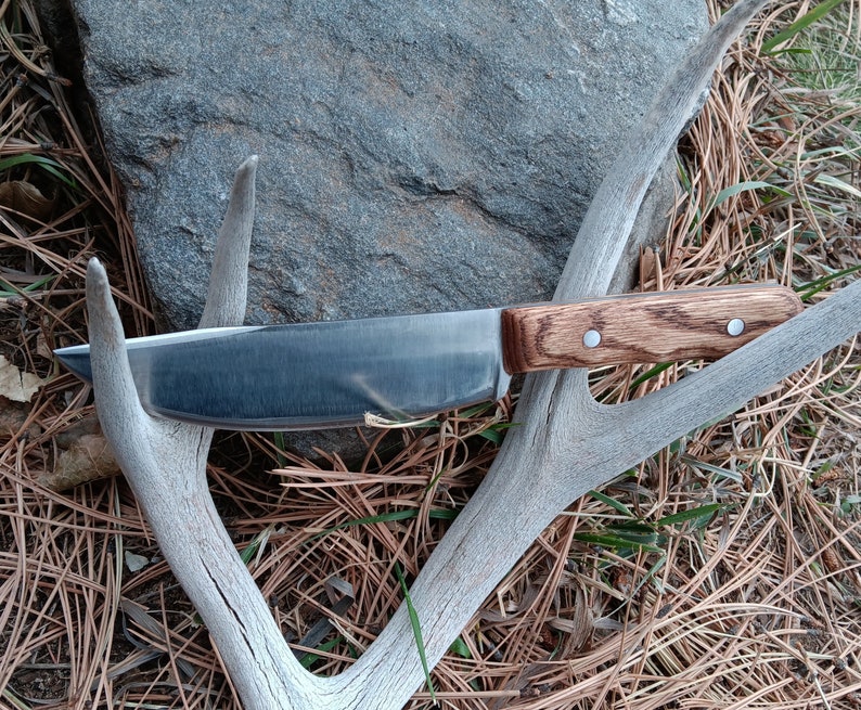 Camp Knife With Leather Sheath Etsy