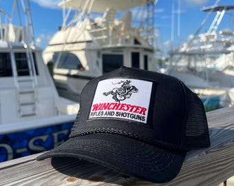 Winchester  Trucker Hat, Retro Hat, Rope Hat, Personalized Hat, High Crown, Hunting Hat, Fishing Hat, Adult Size, Trending, Dad Hat, Lake