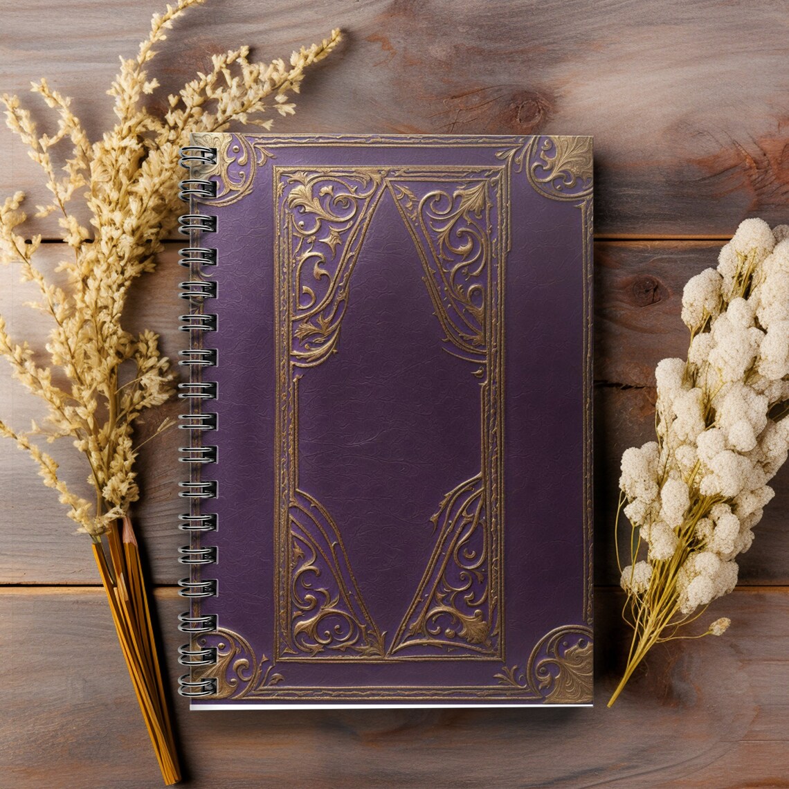 Spiral Notebook: Medieval - Purple/gold, Ruled Line, 