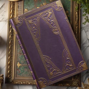 Carnet cartonné : Médiéval - violet/or, trait, collection « Reliure en cuir »