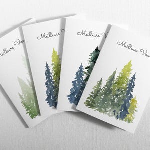 Lot de 8 jolies cartes de vœux écoresponsables et originales. Cartes fabriquées à partir de 100% papier recyclé. Cartes Bonne Année.