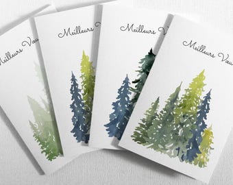 Lot de 8 jolies cartes de vœux écoresponsables et originales. Cartes fabriquées à partir de 100% papier recyclé. Cartes Bonne Année.