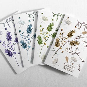 Set van 8 prachtige eco-verantwoorde, biologisch afbreekbare en originele wenskaarten. Kaarten gemaakt van 100% gerecycled papier.