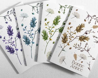 Set of 8 beautiful eco-friendly, biodegradable and original greeting cards. Cards made from 100% recycled paper.