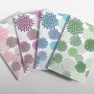 Lot de 4 ou 8 jolies cartes Dahlia,  écoresponsables et biodégradables. Fabriquées à partir de 100% papier recyclé.