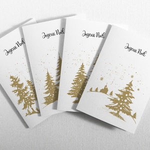 Lot de 8 Belles cartes de Noël. Sapin d'Or  écoresponsables et biodégradables. Fabriquées à partir de 100% papier recyclé.